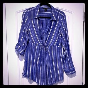 Knot Front Convertible Sleeve Maternity Shir